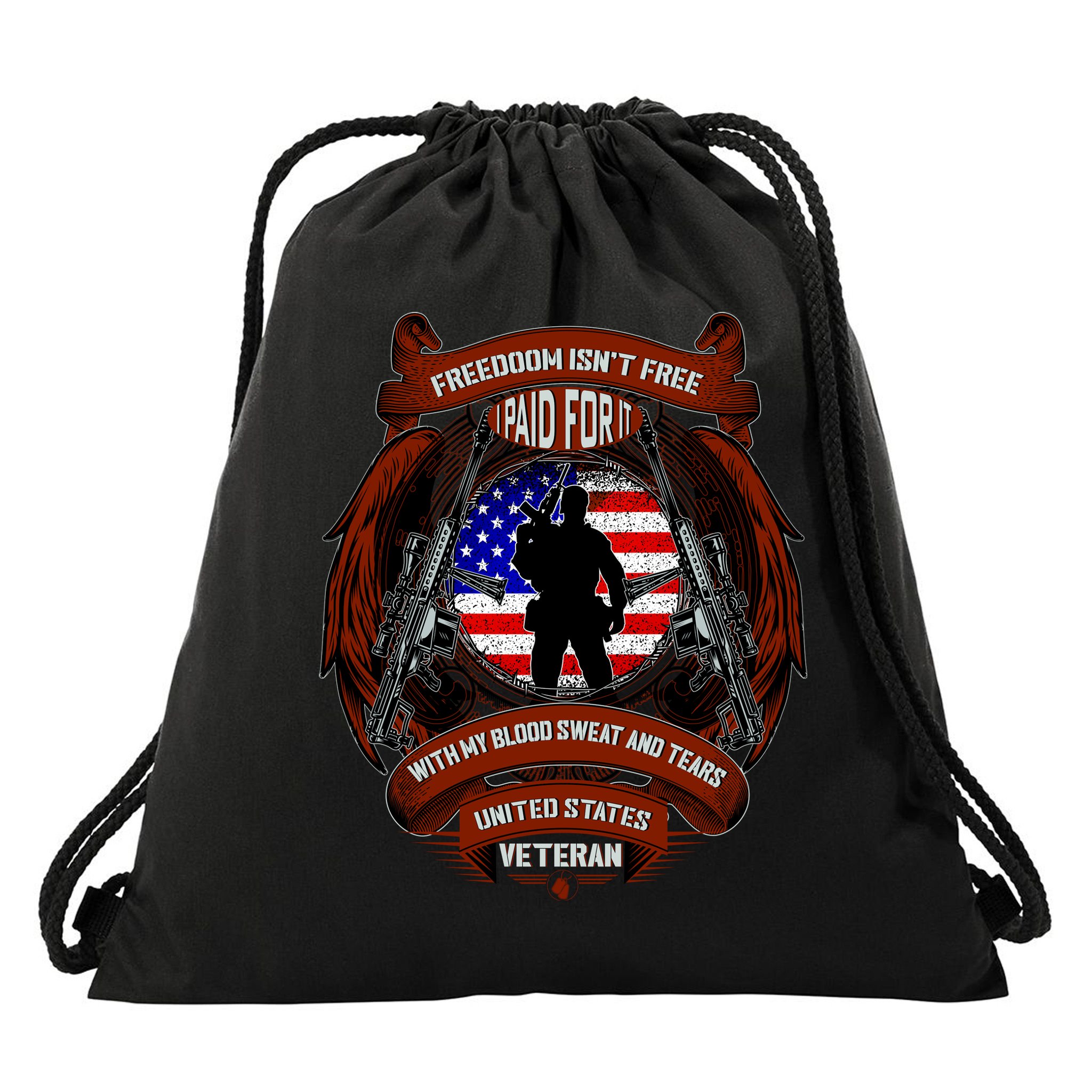 Freedom Isn't Free I Paid For It United States Veteran Drawstring Bag