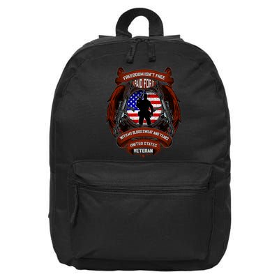 Freedom Isn't Free I Paid For It United States Veteran 16 in Basic Backpack