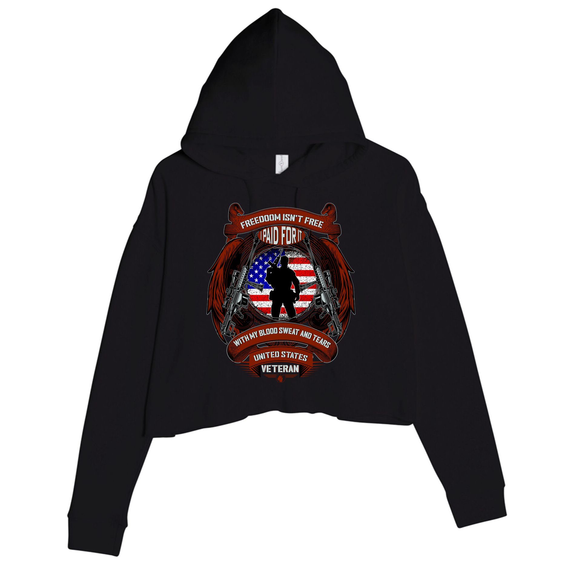 Freedom Isn't Free I Paid For It United States Veteran Crop Fleece Hoodie