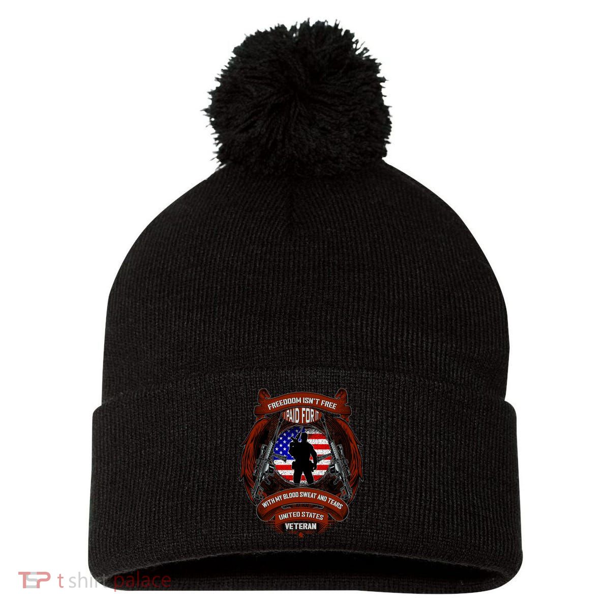 Freedom Isn't Free I Paid For It United States Veteran Pom Pom 12in Knit Beanie