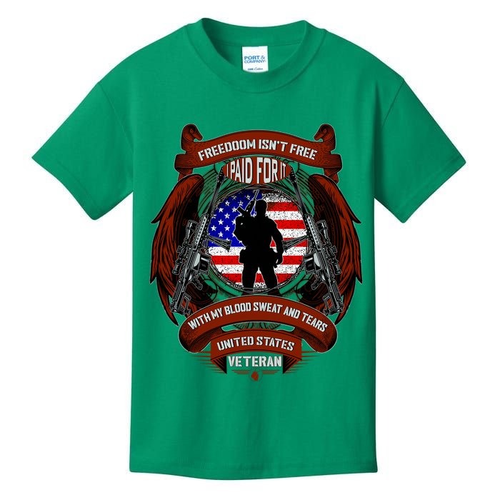 Freedom Isn't Free I Paid For It United States Veteran Kids T-Shirt