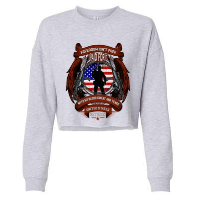 Freedom Isn't Free I Paid For It United States Veteran Cropped Pullover Crew