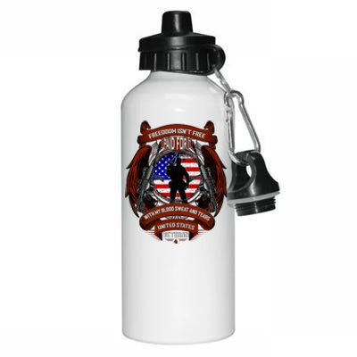 Freedom Isn't Free I Paid For It United States Veteran Aluminum Water Bottle