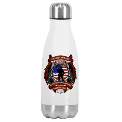 Freedom Isn't Free I Paid For It United States Veteran Stainless Steel Insulated Water Bottle