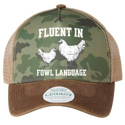 Fluent In Fowl Language Funny Chicken Owner Farm Legacy Tie Dye Trucker Hat