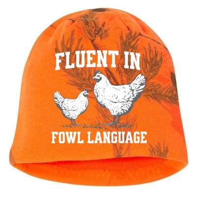 Fluent In Fowl Language Funny Chicken Owner Farm Kati - Camo Knit Beanie