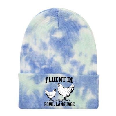 Fluent In Fowl Language Funny Chicken Owner Farm Tie Dye 12in Knit Beanie