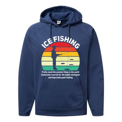 Funny Ice Fishing Definition Fisher Ice Fishing Cute Gift Performance Fleece Hoodie