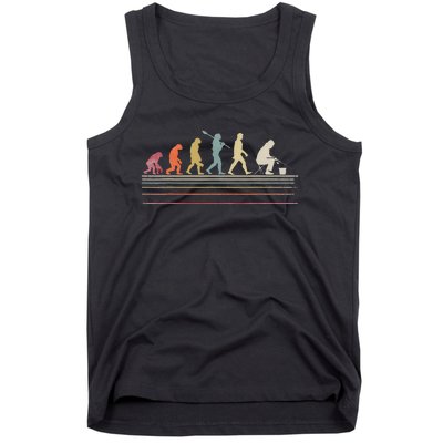 Funny Ice Fishing Retro Style Evolution Of Man Tank Top