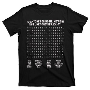 Funny Interactive Fun Word Search Puzzle On Back Waiting T-Shirt