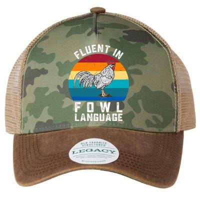 Fluent In Fowl Language Funny Chicken Owner Farm Legacy Tie Dye Trucker Hat