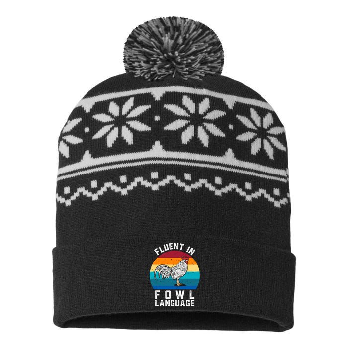 Fluent In Fowl Language Funny Chicken Owner Farm USA-Made Snowflake Beanie