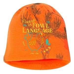 Fluent In Fowl Language Funny Novelty Chicken Lover Kati - Camo Knit Beanie