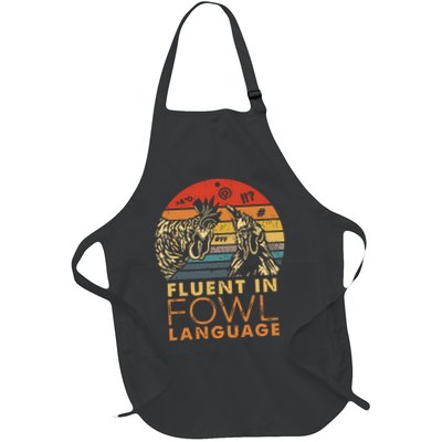 Fluent In Fowl Language Funny Chicken Meme Farm Full-Length Apron With Pockets