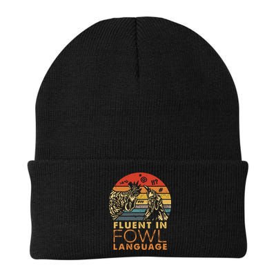 Fluent In Fowl Language Funny Chicken Meme Farm Knit Cap Winter Beanie