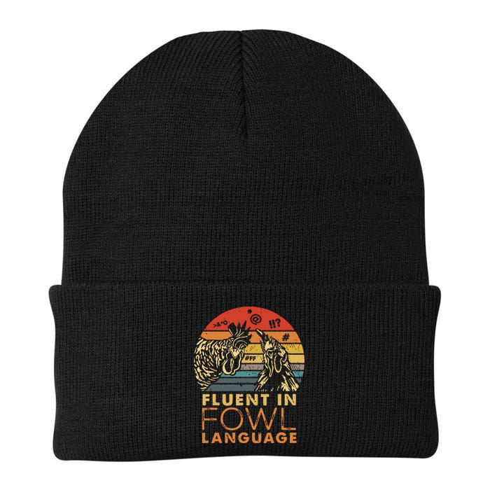 Fluent In Fowl Language Funny Chicken Meme Farm Knit Cap Winter Beanie