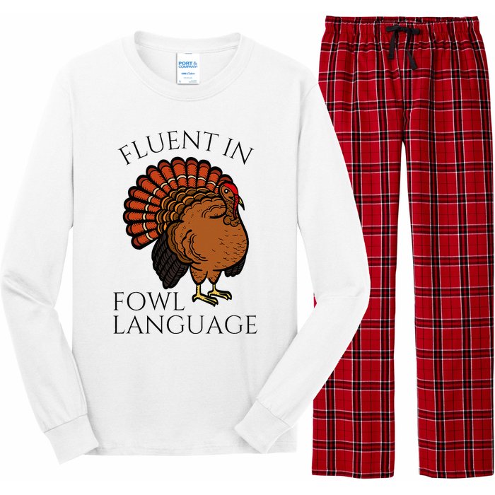 Fluent In Fowl Language Funny Chicken Lovers Long Sleeve Pajama Set