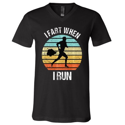 Funny I Fart When I Run Funny Running V-Neck T-Shirt