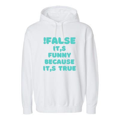 False ItS Funny Because ItS True Garment-Dyed Fleece Hoodie