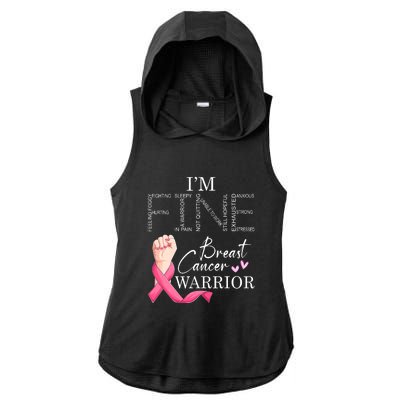 Funny I'm Fine Breast Cancer Warrior Pink Breast Cancer Ladies PosiCharge Tri-Blend Wicking Draft Hoodie Tank