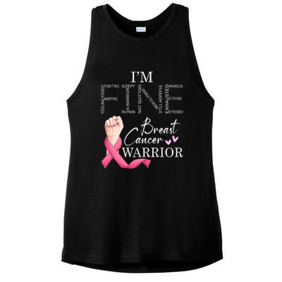 Funny I'm Fine Breast Cancer Warrior Pink Breast Cancer Ladies PosiCharge Tri-Blend Wicking Tank