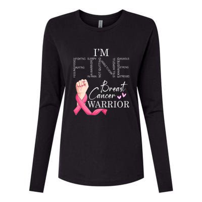 Funny I'm Fine Breast Cancer Warrior Pink Breast Cancer Womens Cotton Relaxed Long Sleeve T-Shirt