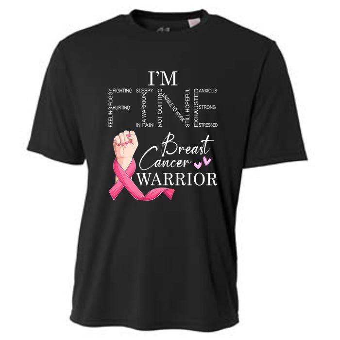 Funny I'm Fine Breast Cancer Warrior Pink Breast Cancer Cooling Performance Crew T-Shirt