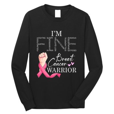 Funny I'm Fine Breast Cancer Warrior Pink Breast Cancer Long Sleeve Shirt