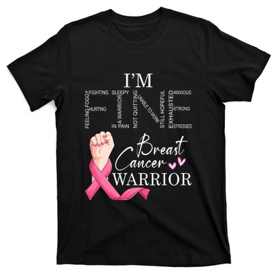 Funny I'm Fine Breast Cancer Warrior Pink Breast Cancer T-Shirt