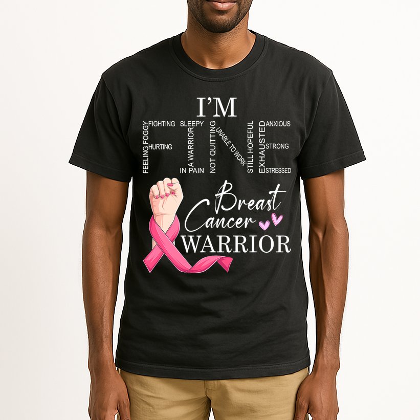 Funny I'm Fine Breast Cancer Warrior Pink Breast Cancer Tall T-Shirt