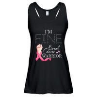 Funny I'm Fine Breast Cancer Warrior Pink Breast Cancer Ladies Essential Flowy Tank