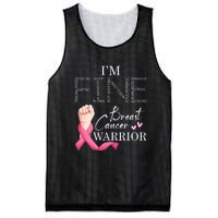 Funny I'm Fine Breast Cancer Warrior Pink Breast Cancer Mesh Reversible Basketball Jersey Tank