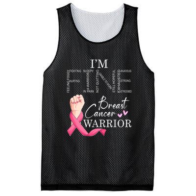 Funny I'm Fine Breast Cancer Warrior Pink Breast Cancer Mesh Reversible Basketball Jersey Tank