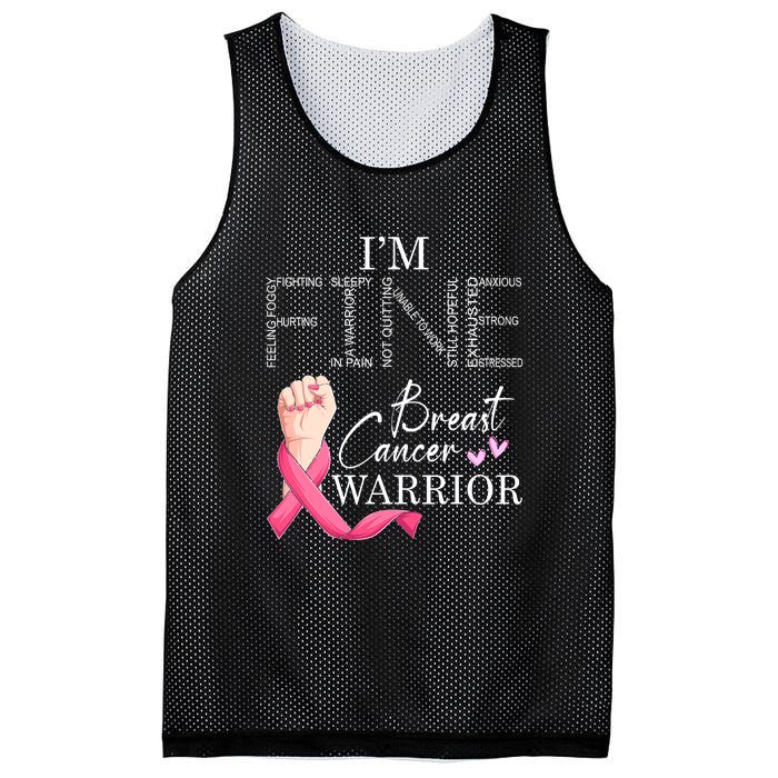 Funny I'm Fine Breast Cancer Warrior Pink Breast Cancer Mesh Reversible Basketball Jersey Tank