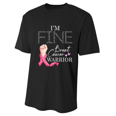 Funny I'm Fine Breast Cancer Warrior Pink Breast Cancer Performance Sprint T-Shirt