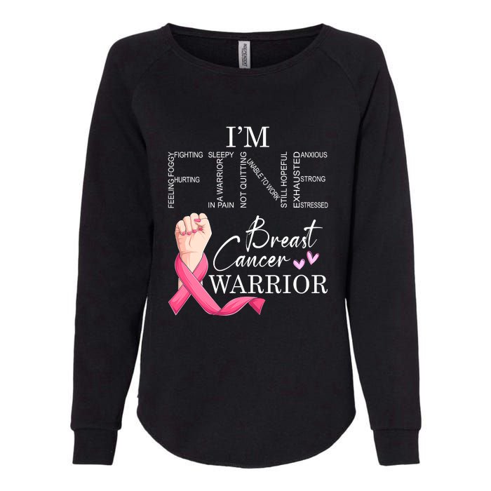 Funny I'm Fine Breast Cancer Warrior Pink Breast Cancer Womens California Wash Sweatshirt