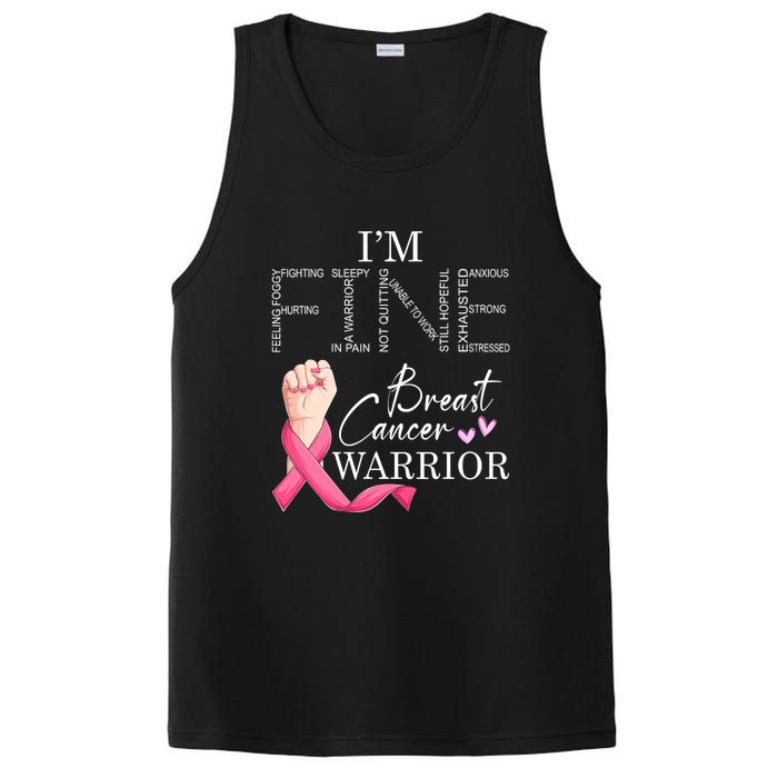 Funny I'm Fine Breast Cancer Warrior Pink Breast Cancer PosiCharge Competitor Tank