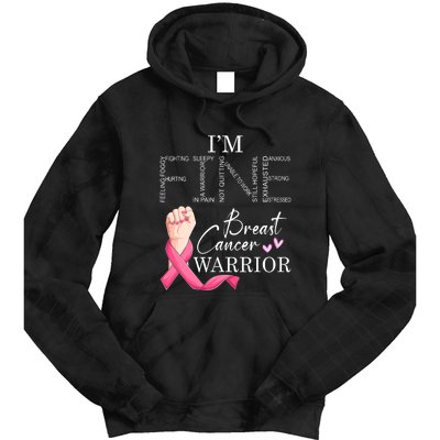 Funny I'm Fine Breast Cancer Warrior Pink Breast Cancer Tie Dye Hoodie