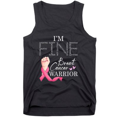 Funny I'm Fine Breast Cancer Warrior Pink Breast Cancer Tank Top