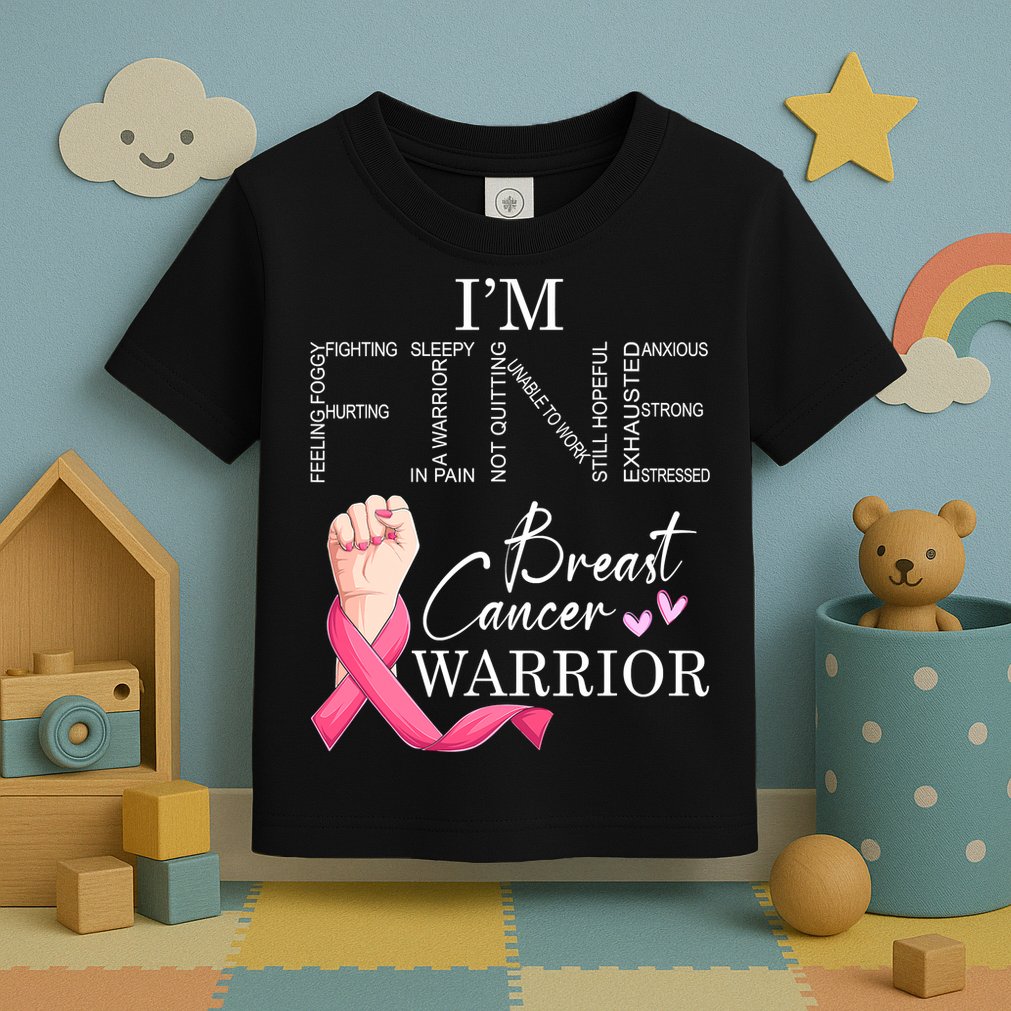 Funny I'm Fine Breast Cancer Warrior Pink Breast Cancer Toddler T-Shirt