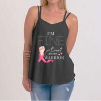 Funny I'm Fine Breast Cancer Warrior Pink Breast Cancer Women's Strappy Tank