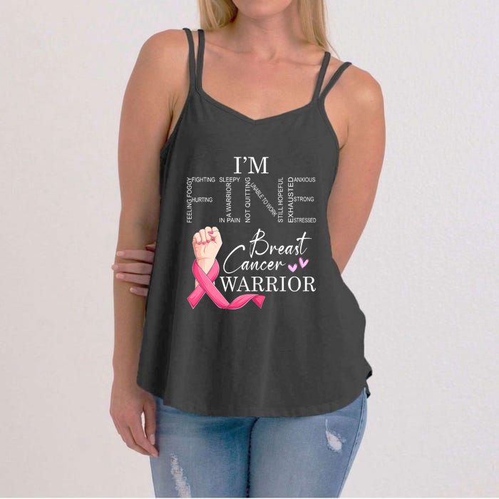 Funny I'm Fine Breast Cancer Warrior Pink Breast Cancer Women's Strappy Tank