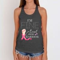 Funny I'm Fine Breast Cancer Warrior Pink Breast Cancer Women's Knotted Racerback Tank