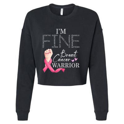 Funny I'm Fine Breast Cancer Warrior Pink Breast Cancer Cropped Pullover Crew