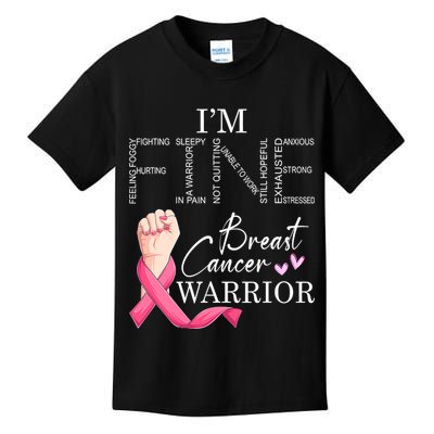 Funny I'm Fine Breast Cancer Warrior Pink Breast Cancer Kids T-Shirt