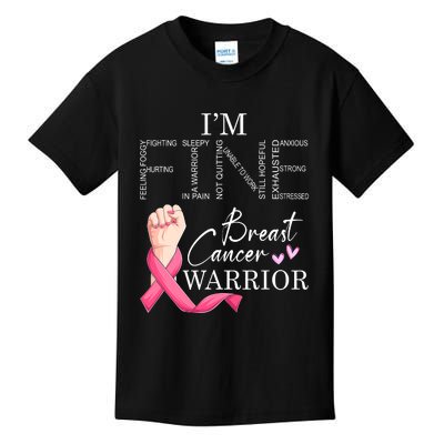 Funny I'm Fine Breast Cancer Warrior Pink Breast Cancer Kids T-Shirt