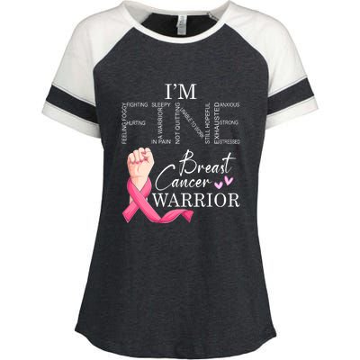 Funny I'm Fine Breast Cancer Warrior Pink Breast Cancer Enza Ladies Jersey Colorblock Tee