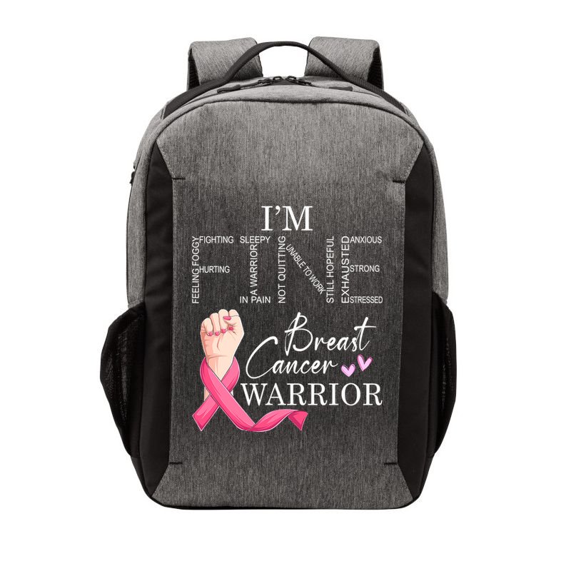 Funny I'm Fine Breast Cancer Warrior Pink Breast Cancer Vector Backpack