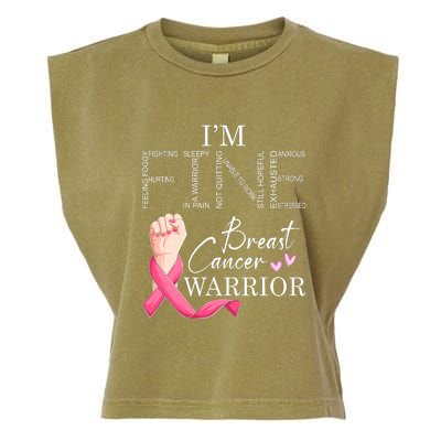 Funny I'm Fine Breast Cancer Warrior Pink Breast Cancer Garment-Dyed Women's Muscle Tee