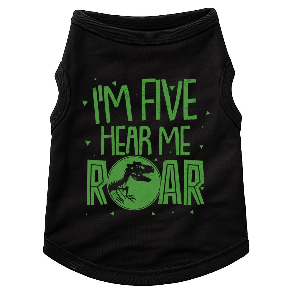 Funny I'm Five Hear Me Roar Birthday Doggie Tank